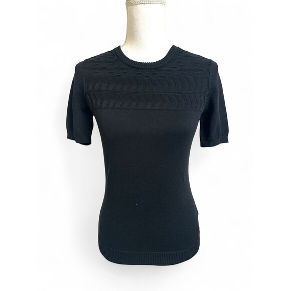 NWT Porsche Design Sweater Women's XS Black Short Sleeve Made In Italy NEW - Picture 1 of 7